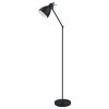 Priddy 1-Light Floor Lamp, Black Finish, Black Exterior White Interior Shade