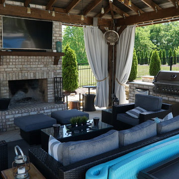 Pool Cabana + Fireplace + Outdoor Kitchen