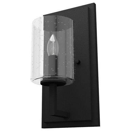 Hunter Kerrison Natural Iron, Clear Seeded Glass 1 Light Sconce Wall Light