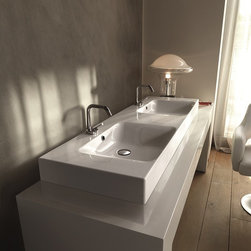 Cento 3536 Wall Mounted / Vessel Double Bathroom Sink in 55.1" - Bathroom Sinks