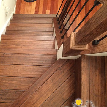 Antique Java Fossilized® bamboo flooring on stairs