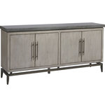Universal Furniture - Universal Furniture Curated Garrison Sebastian Entertainment Console, Stratus - Transitionally modern in design and invitingly neutral in finish, the Sebastian Entertainment Console will easily house a bounty of media necessities inside its four spacious doors.
