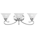 Livex Lighting - Coronado Bath Light, Chrome - Classic polished chrome three light fixture paired with white alabaster glass. Timeless in its vintage appeal, this light is stylish for both new and restored homes.