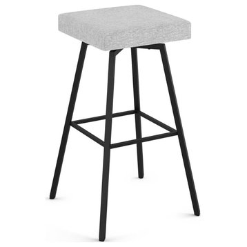 Amisco Robin Swivel Stool, Gray White Polyester/Black Metal, Counter Height