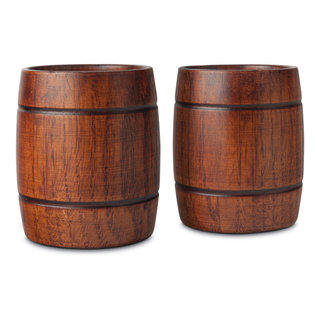 Final Touch Wood 12 Ounce Barrel Tumbler, Set of 2 - Rustic - Beer ...