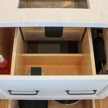 White and Gray Kitchen with Massive Storage Solutions