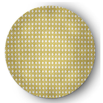 Rattan Geometric Rug, Mustard, 5' Round