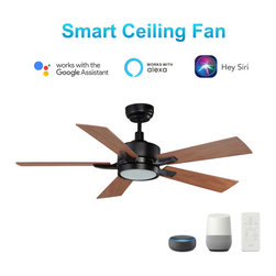Carro - 56" Downrod Indoor or Outdoor Smart Ceiling Fan with LED work with Wifi APP - Ceiling Fans