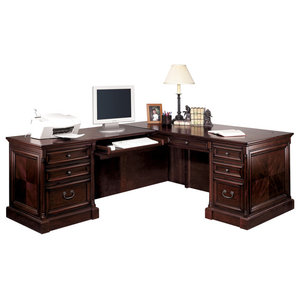 Hartford 2 Toned Rustic L Desk Traditional Desks And Hutches