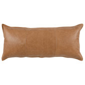 HiEnd Accents Cross Stitched Brown Faux Leather 18-inch Square Throw Pillow