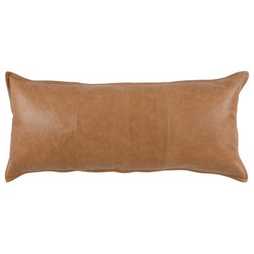 Kosas Home Cheyenne 16x36" Genuine Leather Throw Pillow in Chestnut
