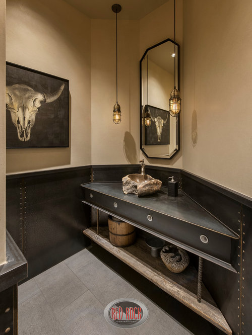 Industrial buffalo skull home design, photos & decor ideas