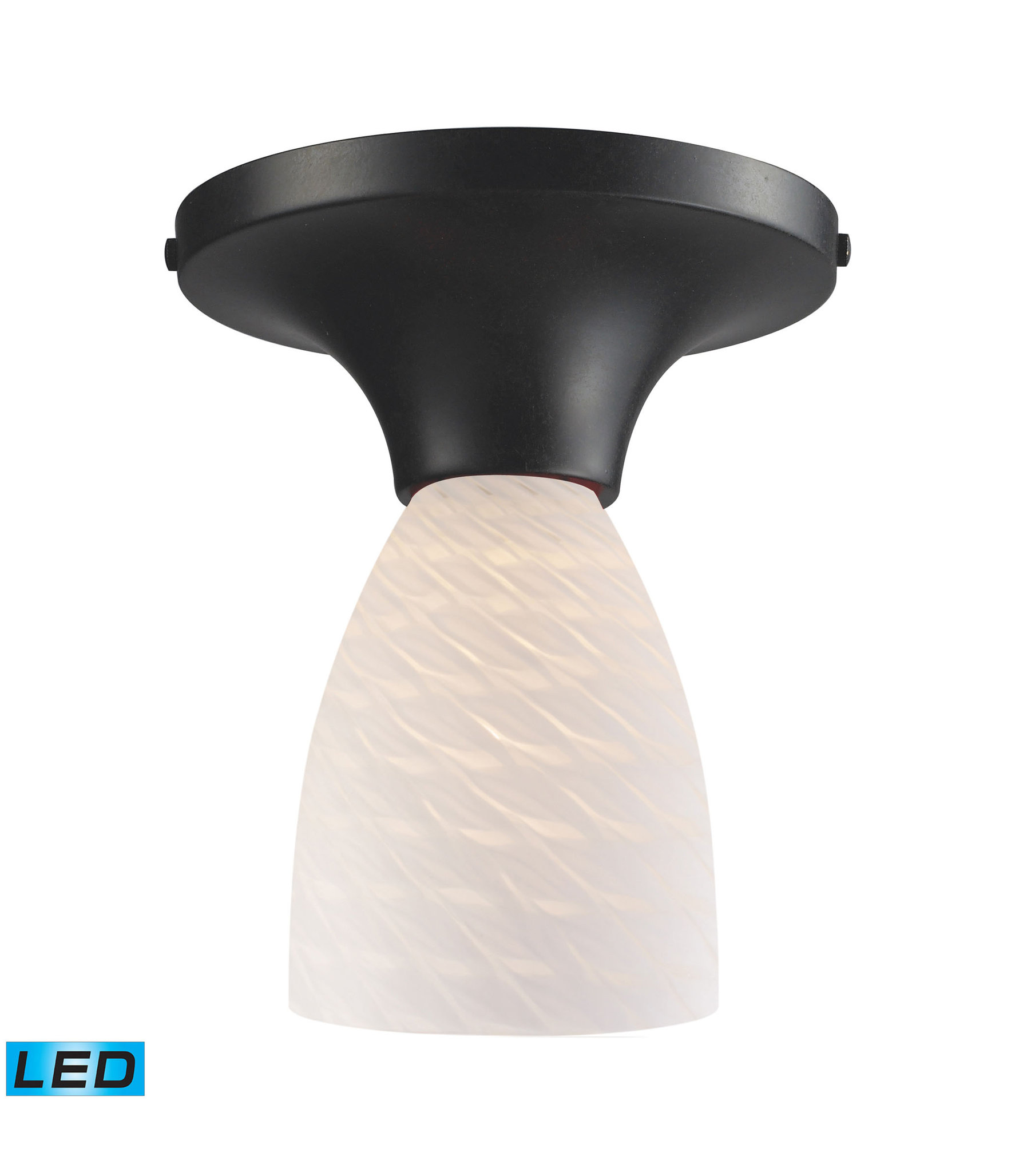 Celina 1-Light Semi-Flush, Dark Rust and White Swirl Glass, LED ...