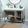 Sue 48" Single Bathroom Vanity, Concrete Gray, With Backsplash
