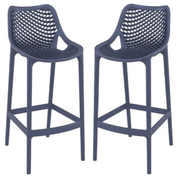 Home Square Patio Bar Stool in Dark Gray Finish - Set of 2