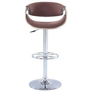 Pneumatic Bent Wood Saddle Seat Adjustable Stool, Brown