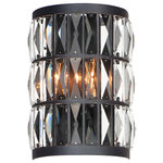 Maxim Lighting - Madeline 2-Light Wall Sconce, Matte Black - Rectilinear Beveled Crystals bejewel a Matte Black frame creates stark contrast to this radiantly prismatic display of light. The bound crystal is fixed to the frame to reduce time spent dressing the fixture.