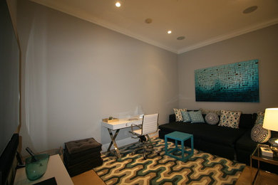 Family room - contemporary family room idea in New York