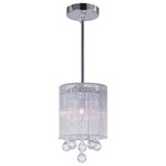 CWI Lighting - Water Drop 1 Light Drum Shade Mini Pendant With Chrome Finish - The Water Drop 1 Light Pendant will polish off a room with drama and character. This single-bulb mini pendant comes in three shade varieties: white shade, black shade, and silver shade. The 6 inch drum shade features hanging crystal beads reminiscent of water drops. A chrome-finished light fixture such as this won't take much of your ceiling space but will make a huge impact on your home's ambiance. Feel confident with your purchase and rest assured. This fixture comes with a one year warranty against manufacturers defects to give you peace of mind that your product will be in perfect condition.