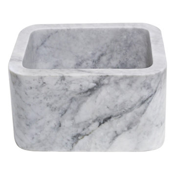 18-inch Single Bowl Bar Sink in Carrara White Marble with Polished Apron
