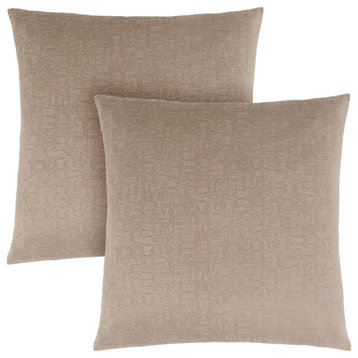 Pillows, Set of 2, 18x18 Square, Insert Included, Polyester, Beige