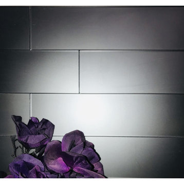 Forever 3 in x 12 in Glass Subway Tile in Matte Eternal Royal Gray
