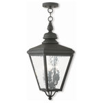 Livex Lighting - Livex Lighting 2035-04 Cambridge - Three Light Outdoor Chain-Hang Lantern - This stylish antique brass outdoor chain hang lantCambridge Three Ligh Black Clear Water Gl *UL Approved: YES Energy Star Qualified: n/a ADA Certified: n/a  *Number of Lights: Lamp: 3-*Wattage:60w Candelabra Base bulb(s) *Bulb Included:No *Bulb Type:Candelabra Base *Finish Type:Black