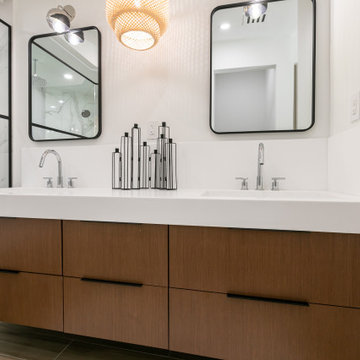 Earth Tone Transitional Closet and Bathroom