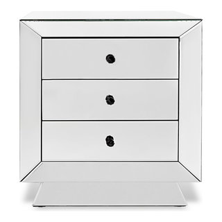 Modern Azul Side Table Clear Mirrored Glass Finish Black Crystal