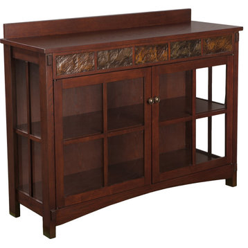 Camino Mission Faux Slate Sideboard and Display Curio - Natural
