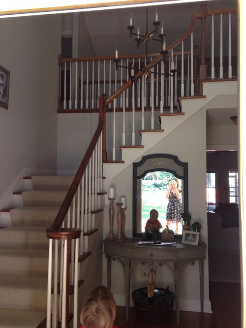 What Color Should I Paint The Banister The Oak Banister Dates My Foyer Should I Paint It Black