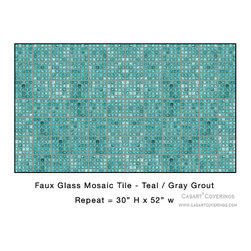 Casart coverings - Removable & Reusable Teal Faux Glass Mosaic Tile - Wallpaper