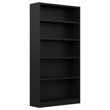 Bush Furniture Universal Tall 5 Shelf Bookcase, Black