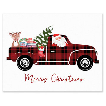 Plaid Christmas Truck 11"x14" Easelback Canvas