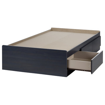 South Shore Aviron Twin Mates Bed with 3 Drawers in Blueberry