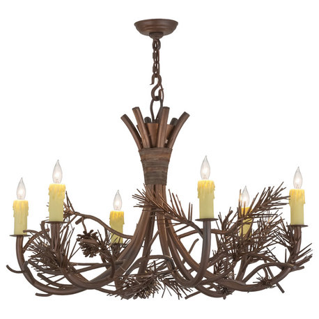 36W Woodland Pine 6 LT Chandelier