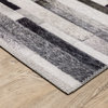 Sphinx Myers Park Myp19 Striped Rug, Gray and Charcoal, 2'0"x8'0"