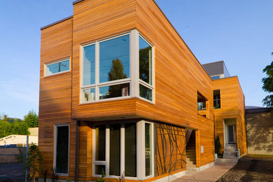 Example of a minimalist exterior home design in Portland