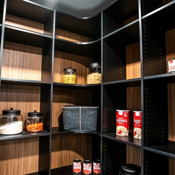 Eye-Catching Black and Light-Brown Kitchen Pantry Design to Add Luxury to Your S