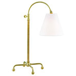 Hudson Valley Lighting - Curves No.1 Table Lamp, Aged Brass, Off-White Linen Shade - Designed by Mark D. Sikes