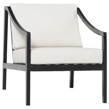 Modern Solid Wood Outdoor Curved Arm Club Chair - Black Wash