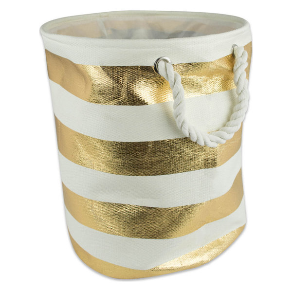 Paper Bin Stripe Gold Round Large 20x15"x15"