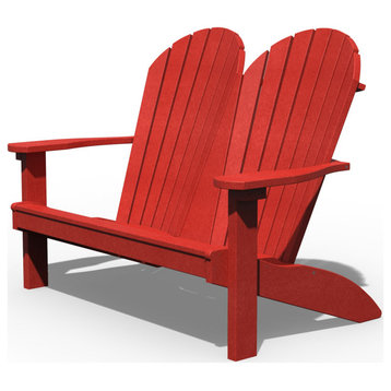Poly Lumber Adirondack Bench, Cardinal Red, 4 Foot