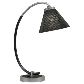 1-Light Desk Lamp, Graphite/Matte Black Finish, 7" Black Matrix Glass