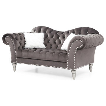 Glory Furniture Wilshire G0951A-L Loveseat   DARK GRAYVelvet