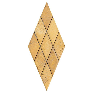 Travertine Deep-Beveled Diamond Mosaic, 3 X 6 Honed