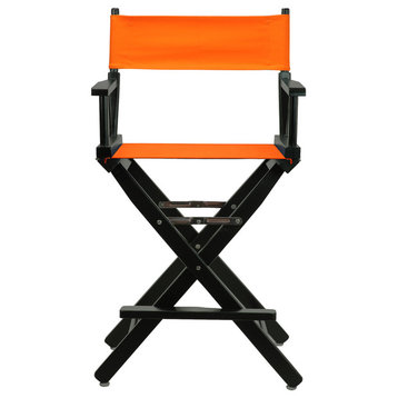 24" Director's Chair With Black Frame, Orange Canvas
