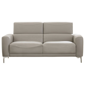 Contemporary Sofa, Elegant Design With Stitched Leatherette Upholstery, Taupe