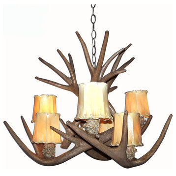 Reproduction Antler Whitetail, Mule Deer Combo Chandelier Light, RS-9