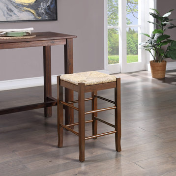 Square Rush Backless Counter Bar Stool, Cappuccino